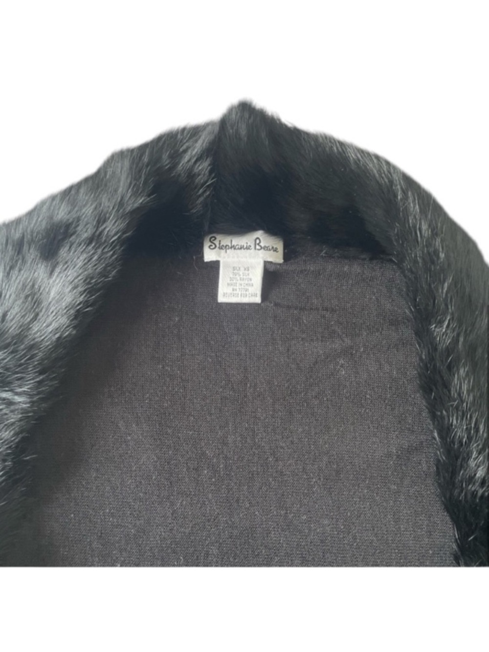 STEPHANIE BEARE Black Faux Fur-Trim Collar Cardigan - Picture 4 of 4